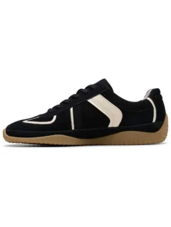 Leder-Sneakers in Schwarz/ Creme