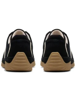 Leder-Sneakers in Schwarz/ Creme