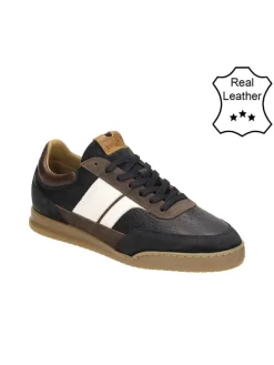 Leder-Sneakers in Schwarz/ Braun/ Weiß