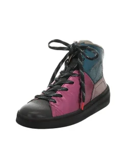 Leder-Sneakers in Schwarz/ Pink