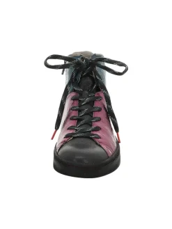 Leder-Sneakers in Schwarz/ Pink
