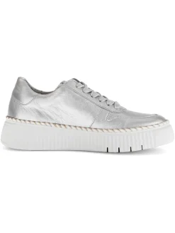 Leder-Sneakers in Silber