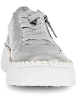 Leder-Sneakers in Silber