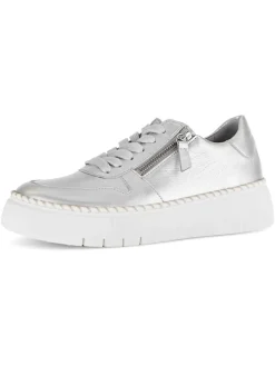 Leder-Sneakers in Silber