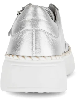 Leder-Sneakers in Silber