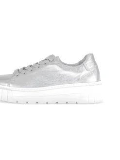 Leder-Sneakers in Silber
