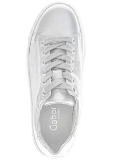 Leder-Sneakers in Silber