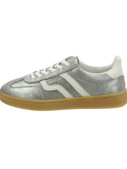 Leder-Sneakers in Silber