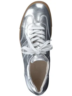 Leder-Sneakers in Silber