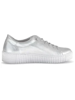 Leder-Sneakers in Silber