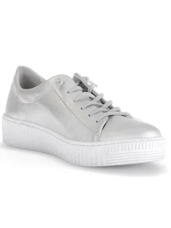 Leder-Sneakers in Silber