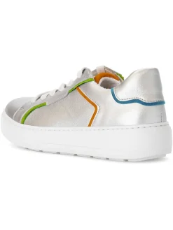 Leder-Sneakers in Silber/ Bunt