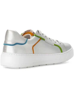 Leder-Sneakers in Silber/ Bunt