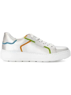 Leder-Sneakers in Silber/ Bunt