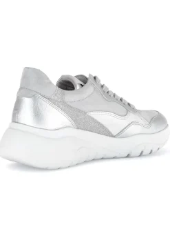 Leder-Sneakers in Silber/ Grau