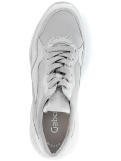 Leder-Sneakers in Silber/ Grau