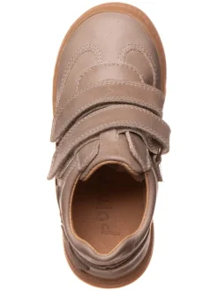 Leder-Sneakers in Taupe