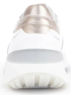 Leder-Sneakers in Weiß/ Beige