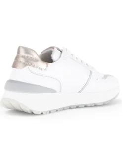 Leder-Sneakers in Weiß/ Beige