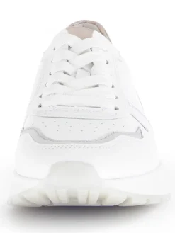 Leder-Sneakers in Weiß/ Beige