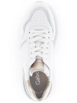 Leder-Sneakers in Weiß/ Beige