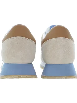 Leder-Sneakers in Weiß/ Beige