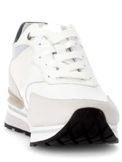 Leder-Sneakers in Weiß/ Beige