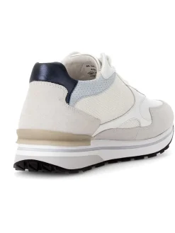 Leder-Sneakers in Weiß/ Beige