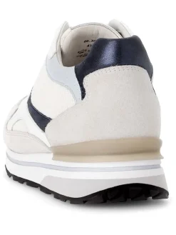 Leder-Sneakers in Weiß/ Beige