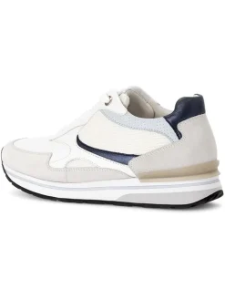 Leder-Sneakers in Weiß/ Beige