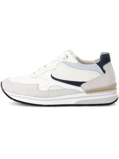 Leder-Sneakers in Weiß/ Beige