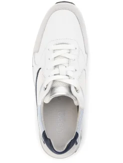 Leder-Sneakers in Weiß/ Beige