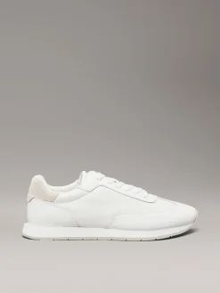 Leder-Sneakers in Weiß/ Beige