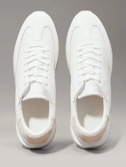 Leder-Sneakers in Weiß/ Beige