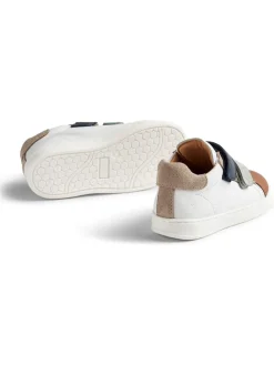 Leder-Sneakers in Weiß/ Braun