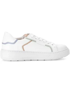 Leder-Sneakers in Weiß/ Bunt