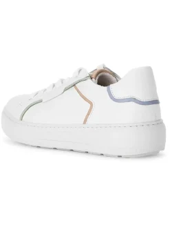 Leder-Sneakers in Weiß/ Bunt