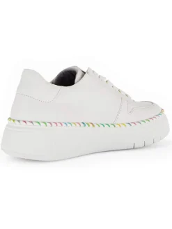 Leder-Sneakers in Weiß/ Bunt