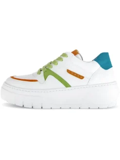 Leder-Sneakers in Weiß/ Bunt