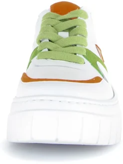 Leder-Sneakers in Weiß/ Bunt