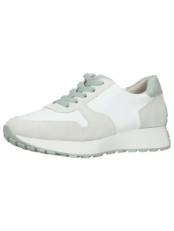 Leder-Sneakers in Weiß/ Creme/ Grün