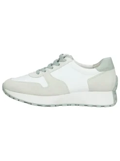 Leder-Sneakers in Weiß/ Creme/ Grün