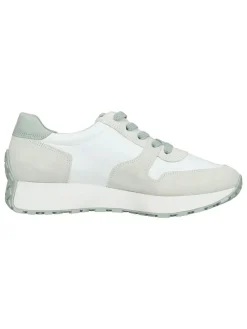 Leder-Sneakers in Weiß/ Creme/ Grün