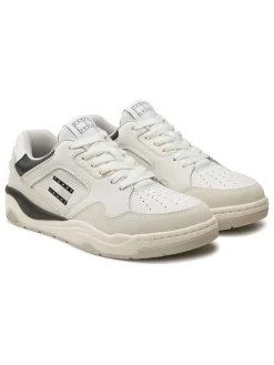 Leder-Sneakers in Weiß/ Creme