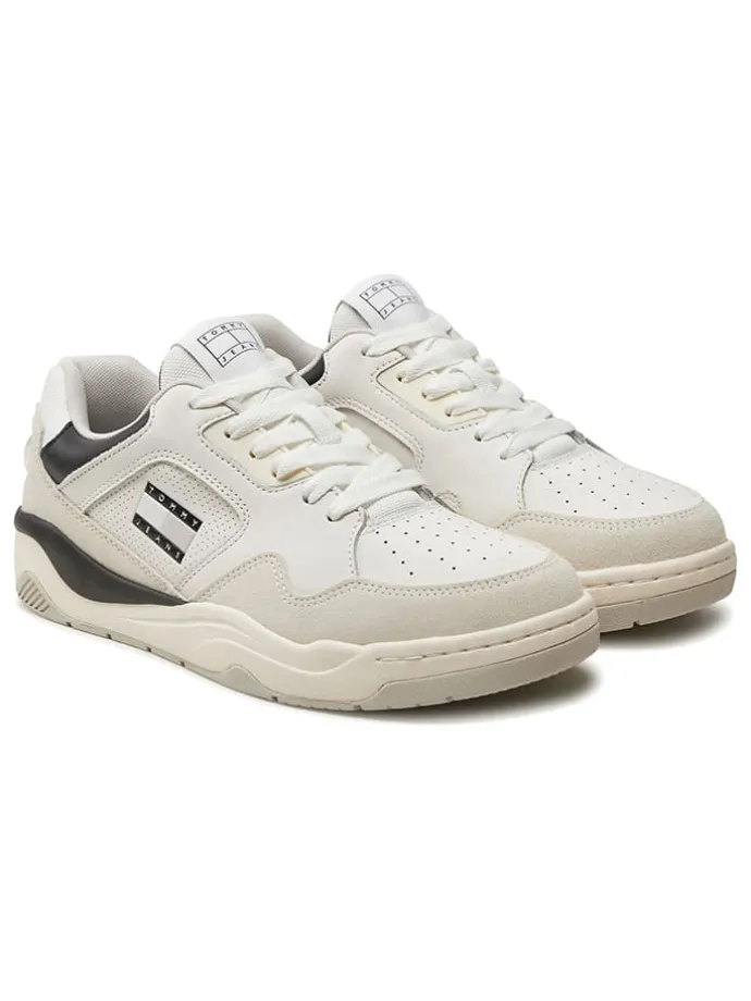 Leder-Sneakers in Weiß/ Creme