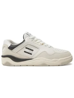 Leder-Sneakers in Weiß/ Creme