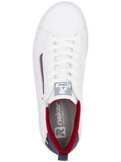 Leder-Sneakers in Weiß/ Dunkelblau