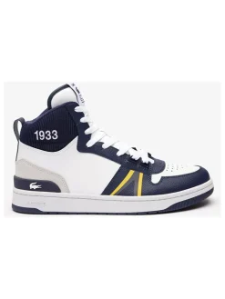 Leder-Sneakers in Weiß/ Dunkelblau