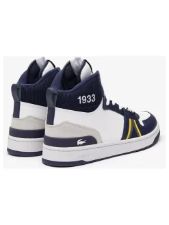 Leder-Sneakers in Weiß/ Dunkelblau