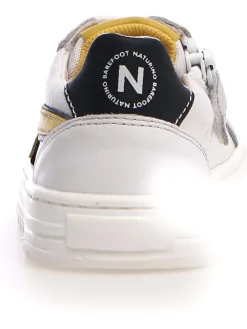 Leder-Sneakers in Weiß/ Gelb